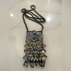 Small Beaded Crossbody Bag with Floral Design